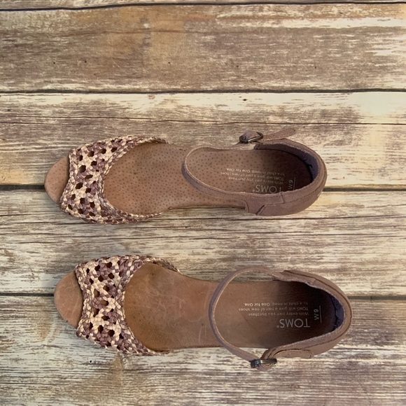 TOMS Stucco Satin Woven Platform Wedge Sandals – Size 9 - Picture 3 of 7